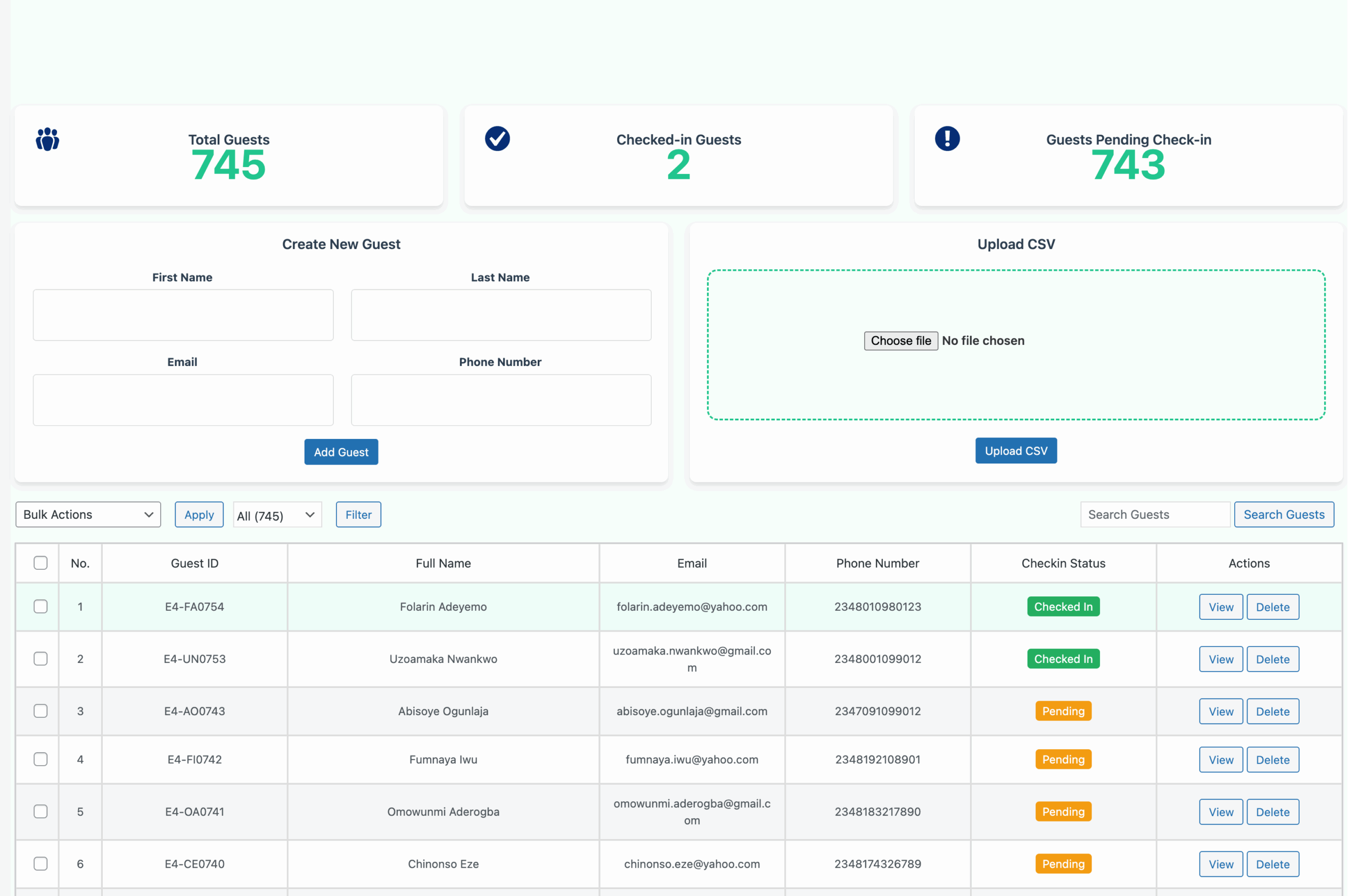 scan dashboard