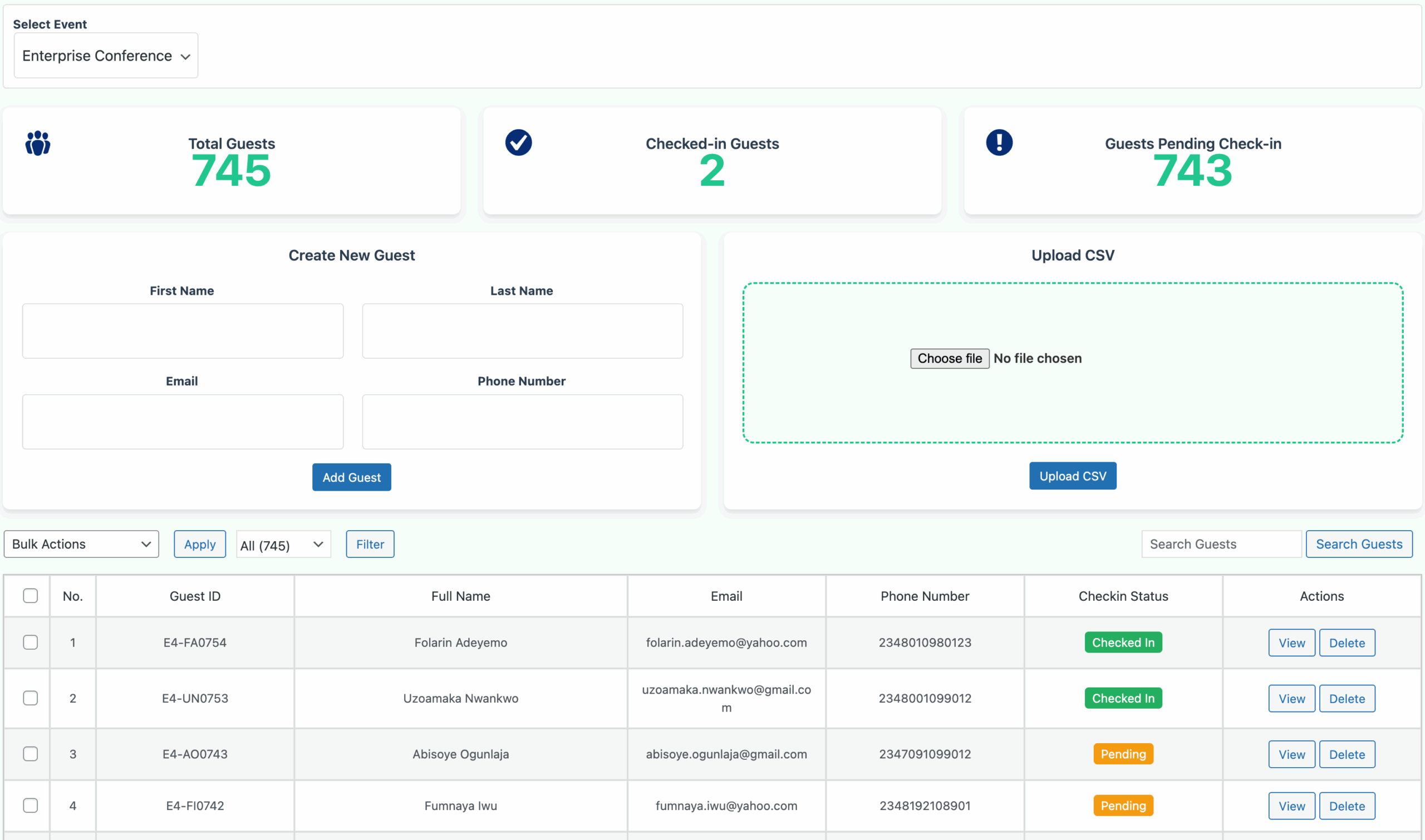Scan dashboard