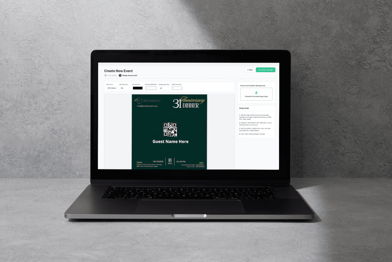 Access card design interface